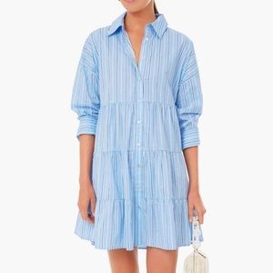 Tuckernuck Pomander Place Shades of Blue Stripe Cara Dress Size Small